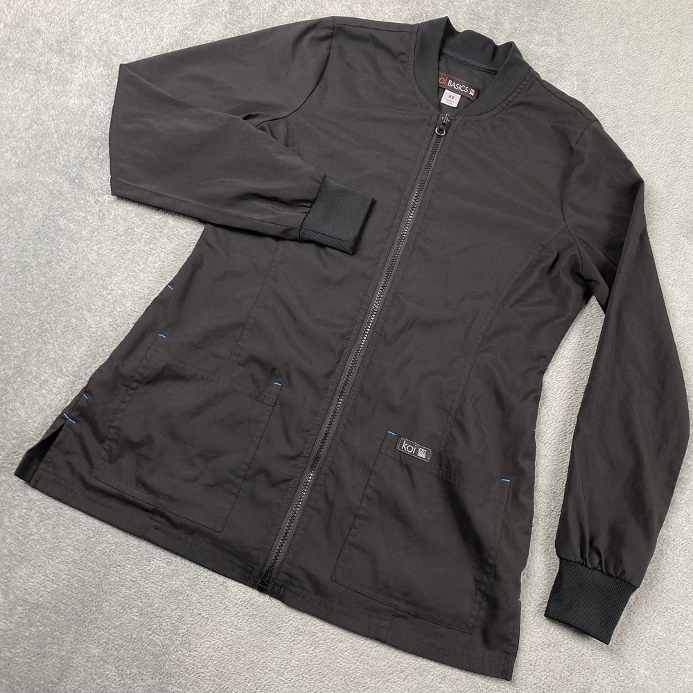 Koi Women XS Scrub Jacket Black Zip Front Bomber Collar 450
